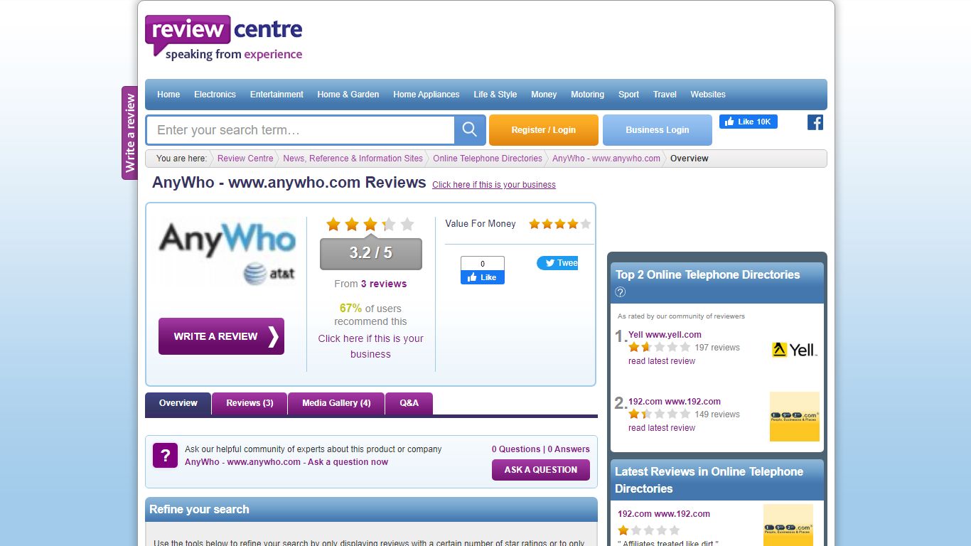 AnyWho - www.anywho.com Reviews | Online Telephone Directories | Review ...